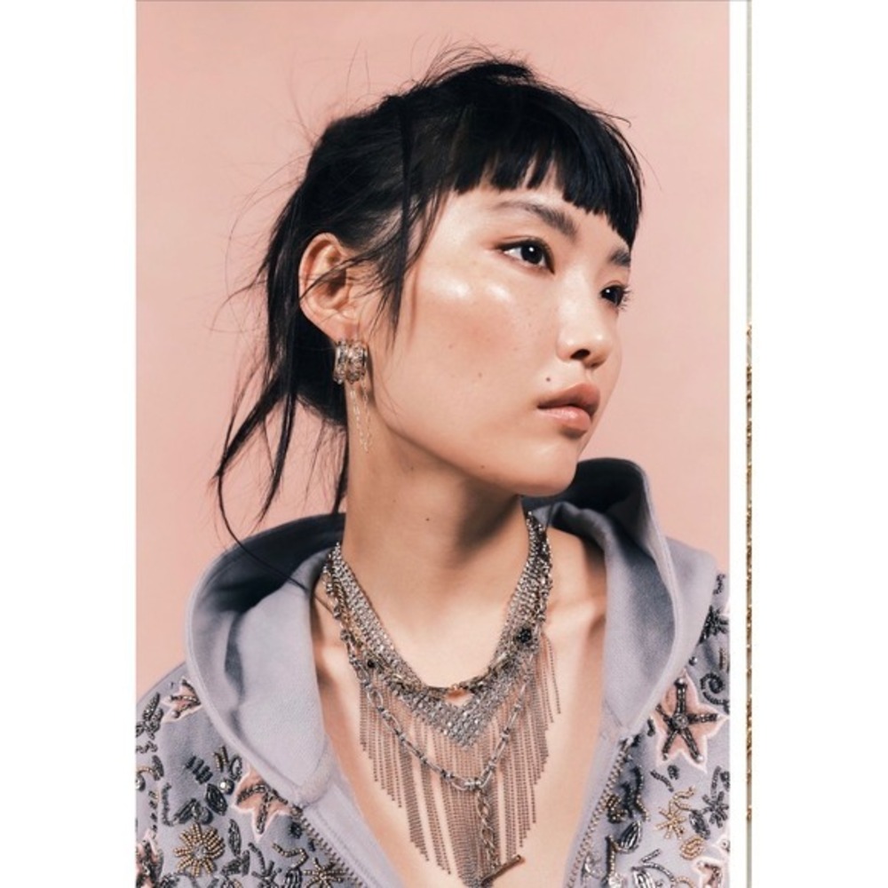 Free People Cross My Heart Fringe Necklace silver new NWT boho festival sparkle